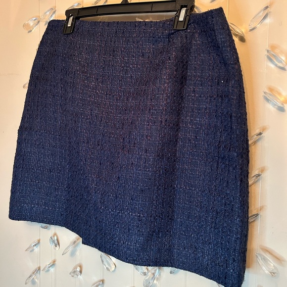 Loft Navy Tweed Wrap Doulbe Button Skirt - Picture 6 of 12